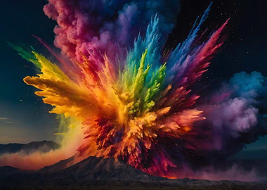 Rainbow Volcano Eruption