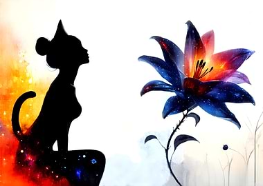 Cat Girl and Cosmic Flower