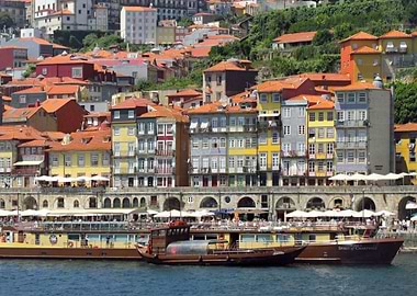 Riverfront Cityscape of Porto with Boats