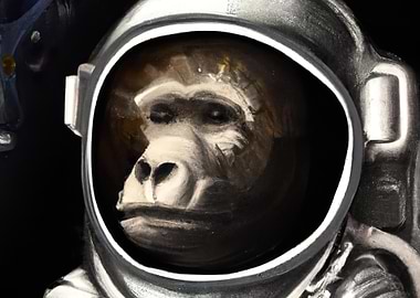 Gorilla Astronaut oil painting