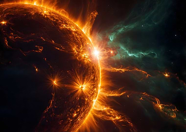 Fiery Star in Nebula