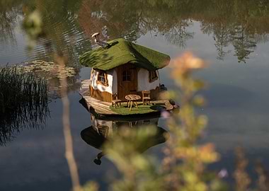 Floating Cottage on a Lake