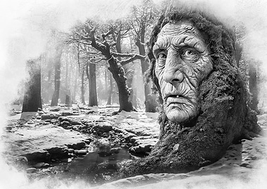 Tree Spirit in Winter Forest