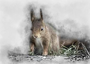 Squirrel in Fog