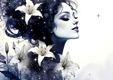 Woman with Starry Hair