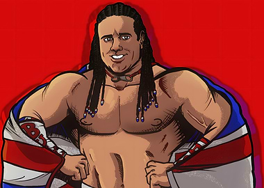 Wrestler with American Flag