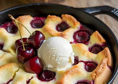 Cherry Cobbler with Ice Cream