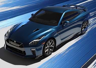 Blue Nissan GT-R
