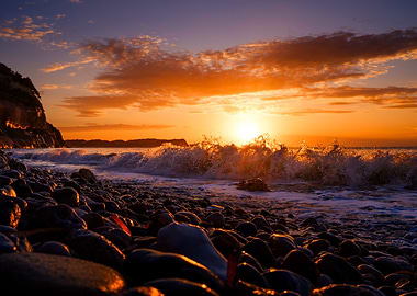 Sunset Beach Waves Corfu