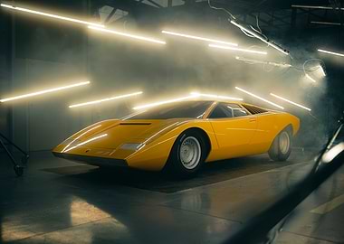 Yellow Lamborghini Countach