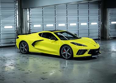 Yellow Corvette in Garage