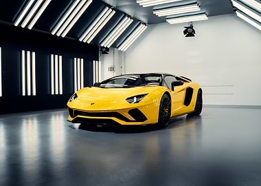 Yellow Lamborghini Aventador