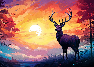 Majestic Deer Sunset