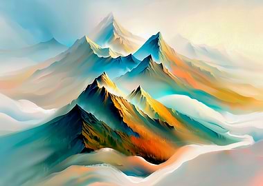 Mountain Range in Clouds