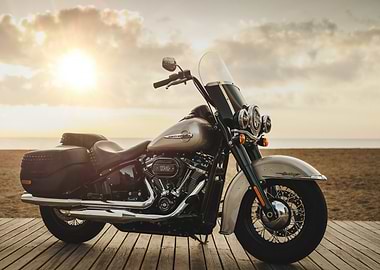 Harley Davidson Motorcycle Sunset