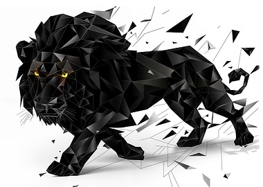Black Lion Geometric Art