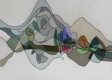 Abstract Landscape with Swirling Forms