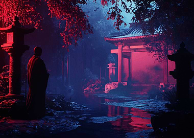 Japanese Garden at Night