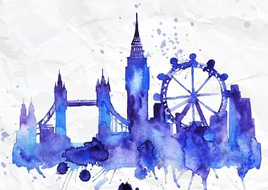 London Skyline Watercolor