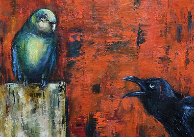 Parrot and Crow Painting