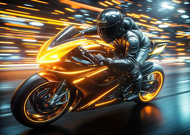 Speeding Motorcycle Poster