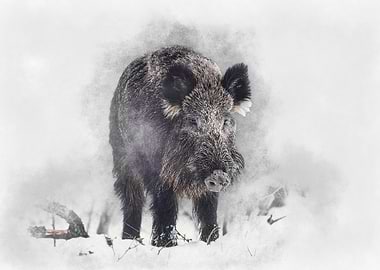 Wild Boar in Winter
