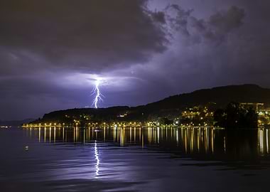 Lightning Strike Over Water