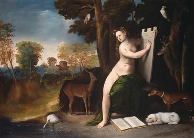Woman with Animals and Stone Tablet