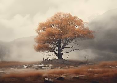 Lonely Tree in Fog