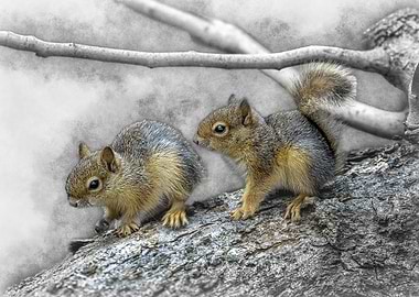 Two Squirrels on a Branch