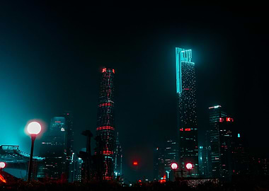 Neon Cityscape at Night