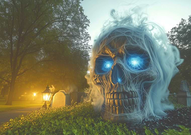 Spooky Skull in Fog