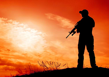 Soldier Silhouette at Sunset
