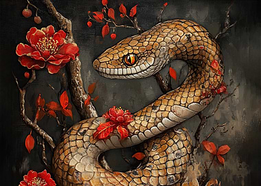 Snake and Flowers