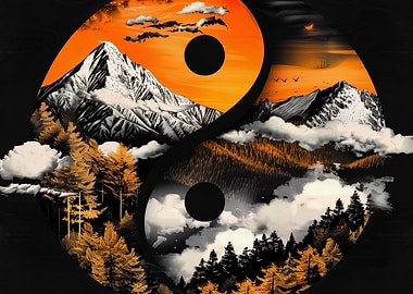Yin Yang Mountain Landscape