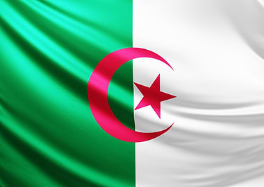 Algerian Flag, realistic flag of algeria