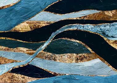 Abstract Blue and Gold Art