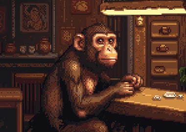 Chimpanzee at a Table