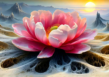 Pink Flower in Desert Landscape