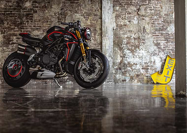 Black Motorcycle in Garage