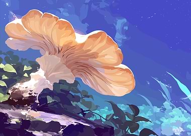 Giant Mushroom in Blue Sky