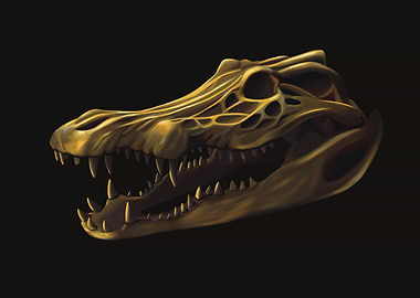 Golden Alligator Skull