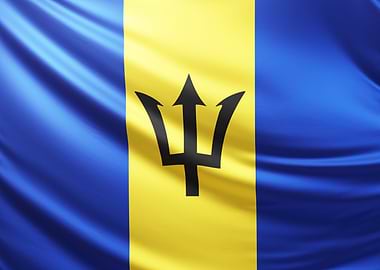 Barbados Flag, realistic flag of barbados