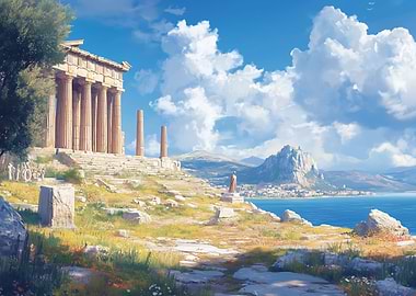 Ancient Greek Temple Landscape