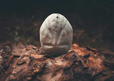 Sea Urchin Shell on Bark