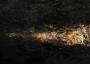 Abstract Gold and Black Painting