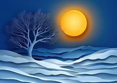 Silhouetted Tree and Moon