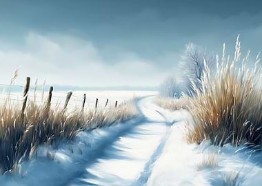 Snowy Country Road