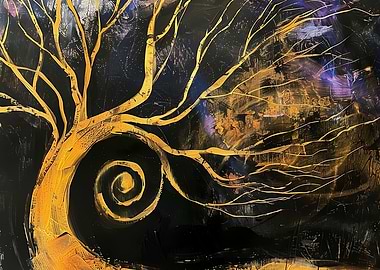 Golden Tree Abstract