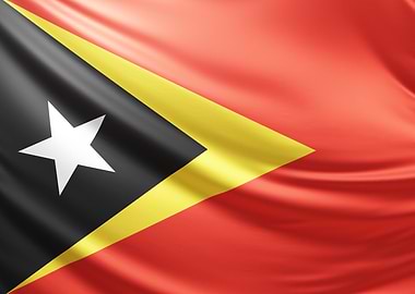 East Timor Flag, realistic flag of East Timor